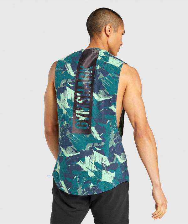 Panske Tielko Gymshark Bold Drop Arm Zelene | OZ9038762